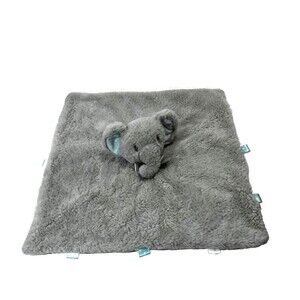 Kelly Baby Elephant Security Blanket Tags Rattle Lovey Plush Gray 13.5 X 13.5